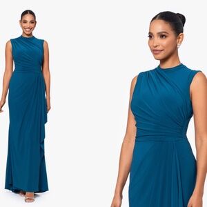 Besty & Adams “Patricia” Long Jersey Knit Ruffle Sleeveless Dress (Size 10)